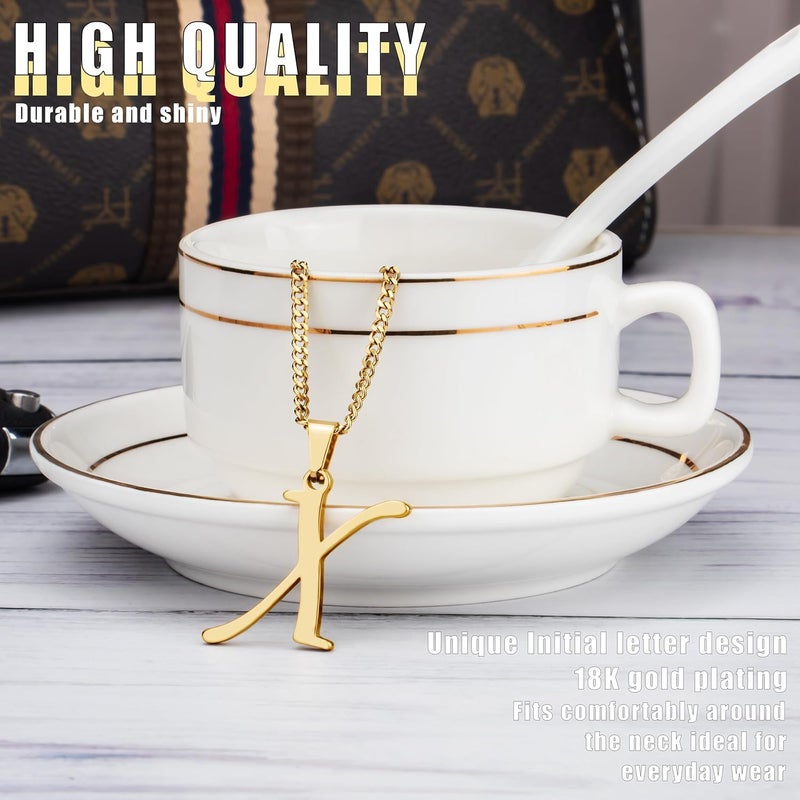 Suweibuke Initial Necklace for Men Women Boys Girls, 18K Gold Plated 26 Letters Pendant Necklace, Personalized Jewelry Gifts - Image 2